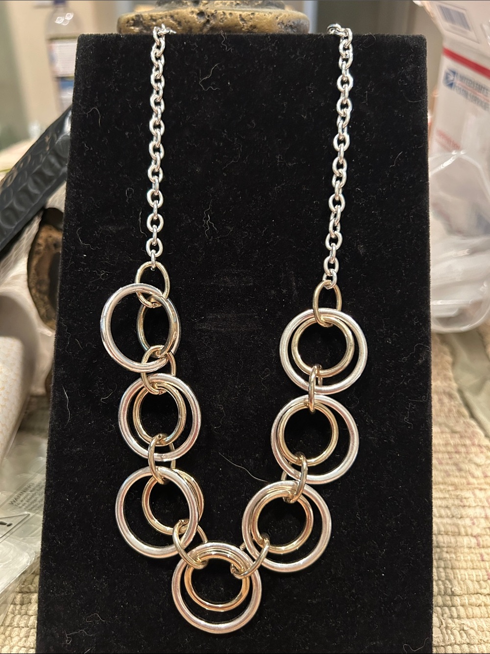 Liz Claiborne Silver-Tone Interlocking Hoop Necklace
